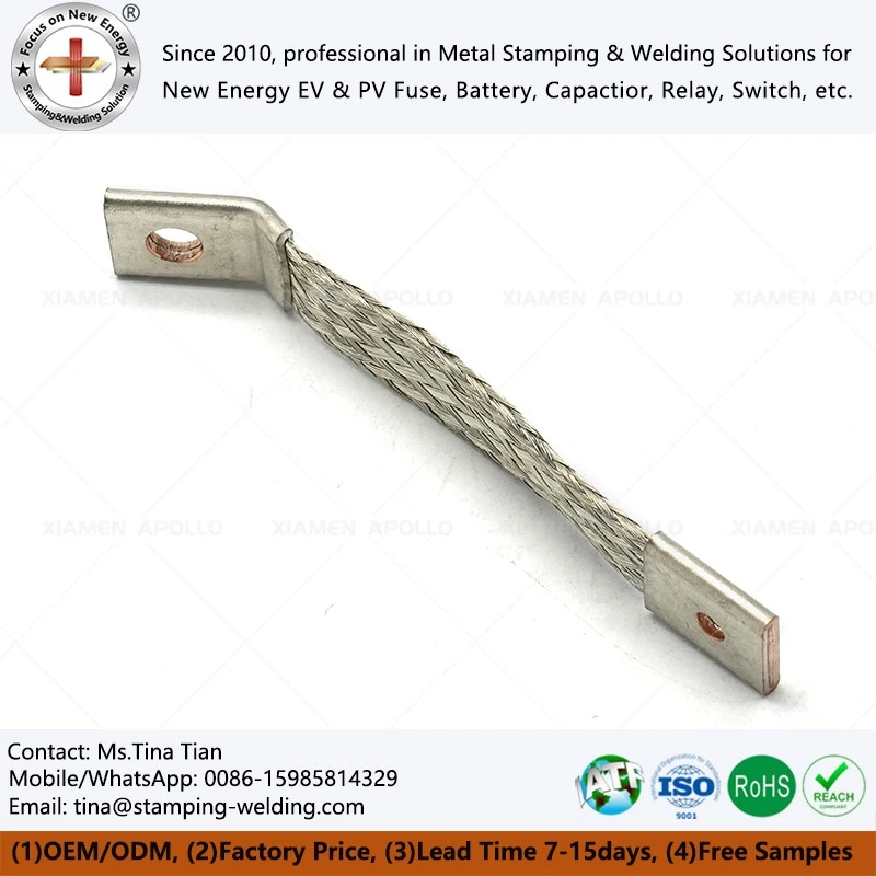 Flexible Conductive Tin Plated Copper Braided Wire Connector Flexible Conductive Tin Plated Copper Braided Wire Connector